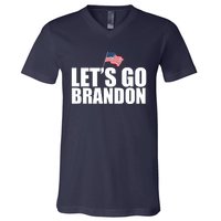 Let's Go Brandon Waving American Flag V-Neck T-Shirt