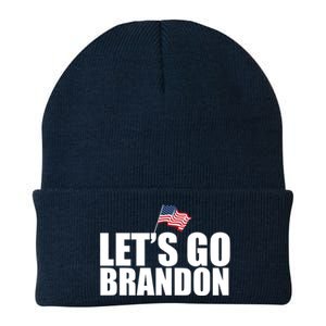 Let's Go Brandon Waving American Flag Knit Cap Winter Beanie