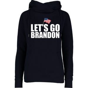 Let's Go Brandon Waving American Flag Womens Funnel Neck Pullover Hood