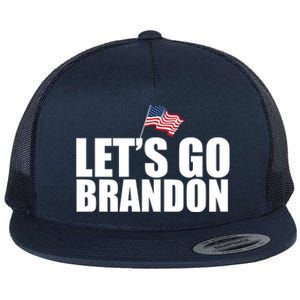 Let's Go Brandon Waving American Flag Flat Bill Trucker Hat