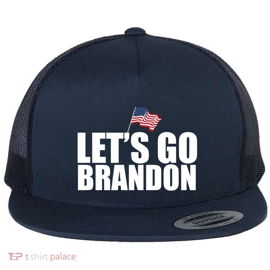 Let's Go Brandon Waving American Flag Flatbill Hat