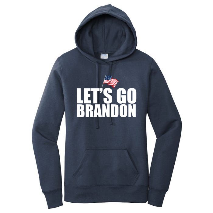 Let's Go Brandon Waving American Flag Women's Pullover Hoodie