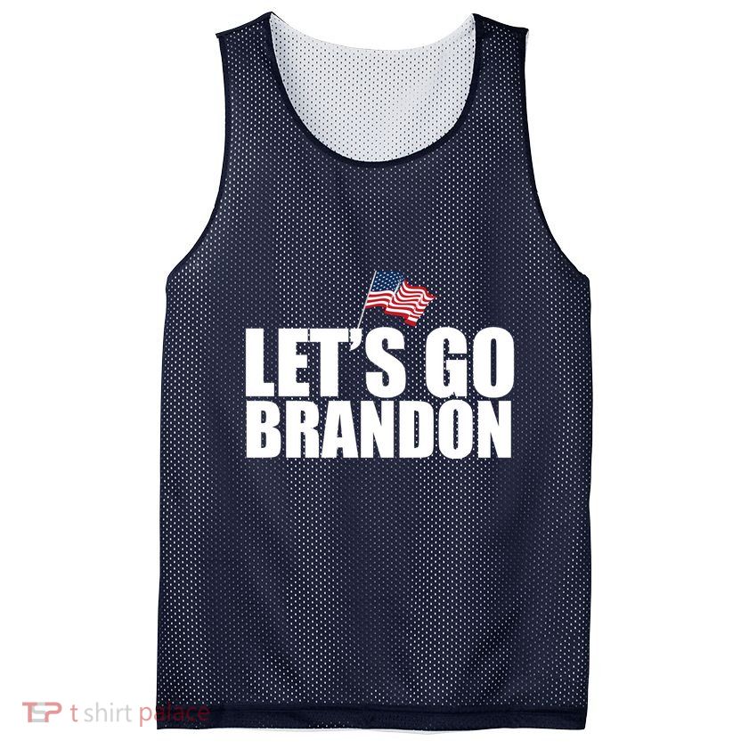 Let's Go Brandon Waving American Flag Mesh Reversible Basketball Jersey Tank