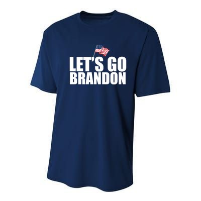Let's Go Brandon Waving American Flag Youth Performance Sprint T-Shirt