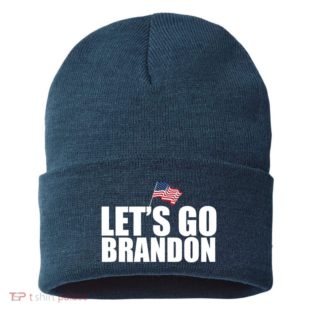 Let's Go Brandon Waving American Flag Sustainable Knit Beanie