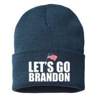 Let's Go Brandon Waving American Flag Sustainable Knit Beanie