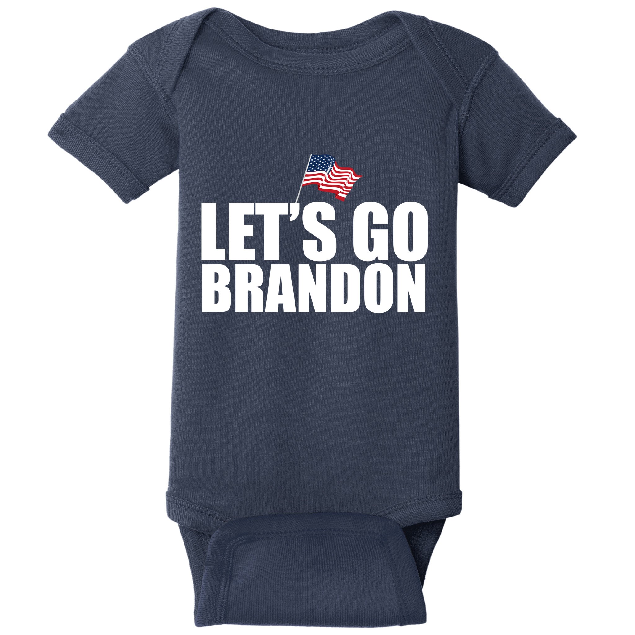 Let's Go Brandon Waving American Flag Baby Bodysuit