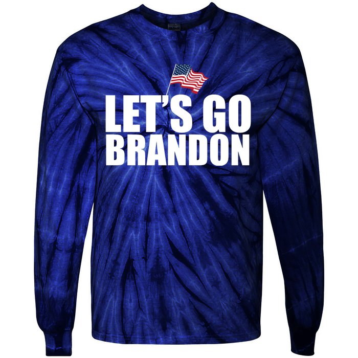 Let's Go Brandon Waving American Flag Tie-Dye Long Sleeve Shirt