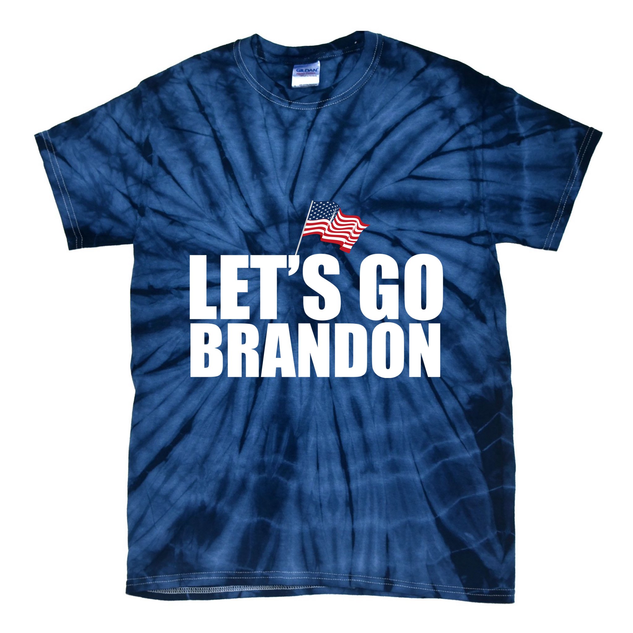 Let's Go Brandon Waving American Flag Tie-Dye T-Shirt