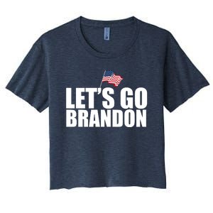 Let's Go Brandon Waving American Flag Women's Crop Top Tee