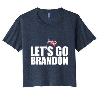 Let's Go Brandon Waving American Flag Crop Top