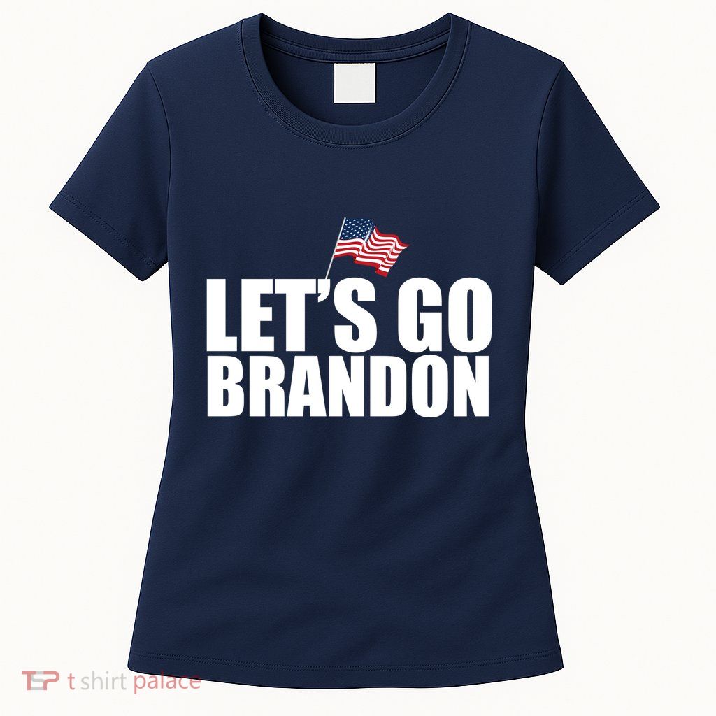 Let's Go Brandon Waving American Flag Womens T-Shirt