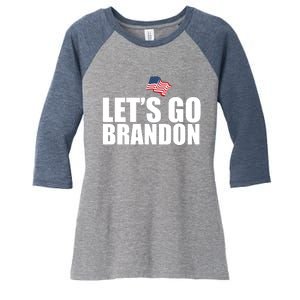 Let's Go Brandon Waving American Flag Women's Tri-Blend 3/4-Sleeve Raglan Shirt