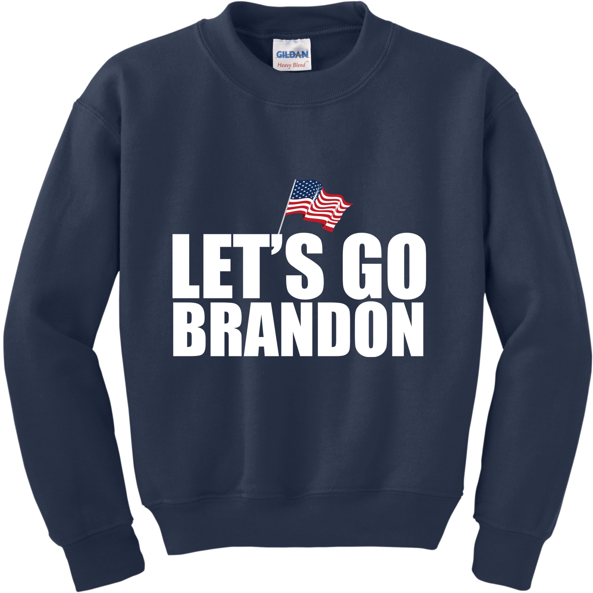 Let's Go Brandon Waving American Flag Kids Sweatshirt
