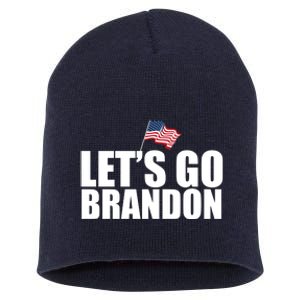 Let's Go Brandon Waving American Flag Short Acrylic Beanie