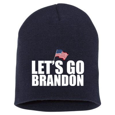 Let's Go Brandon Waving American Flag Short Acrylic Beanie