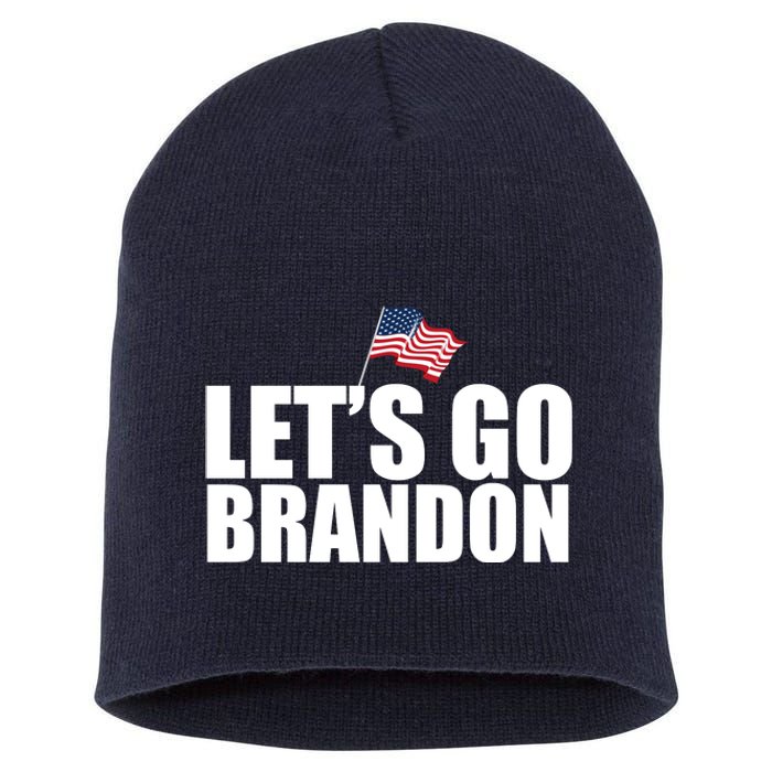 Let's Go Brandon Waving American Flag Short Acrylic Beanie