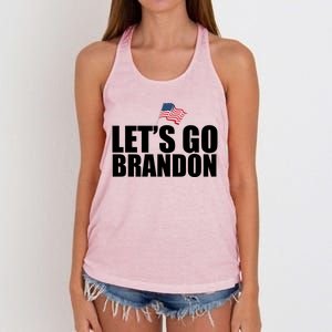 Let's Go Brandon Waving American Flag Women's Knotted Racerback Tank