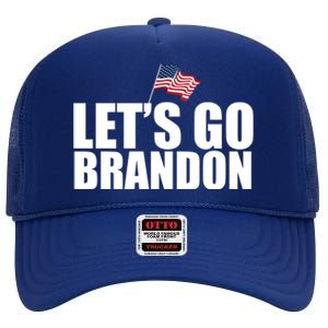 Let's Go Brandon Waving American Flag High Crown Mesh Back Trucker Hat