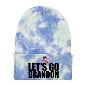 Let's Go Brandon Waving American Flag Tie Dye 12in Knit Beanie