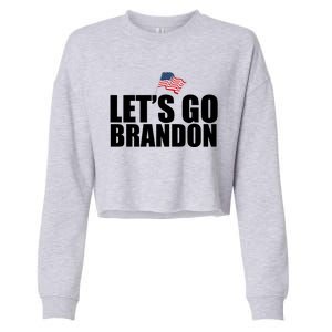 Let's Go Brandon Waving American Flag Cropped Pullover Crew