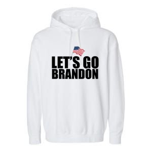 Let's Go Brandon Waving American Flag Garment-Dyed Fleece Hoodie