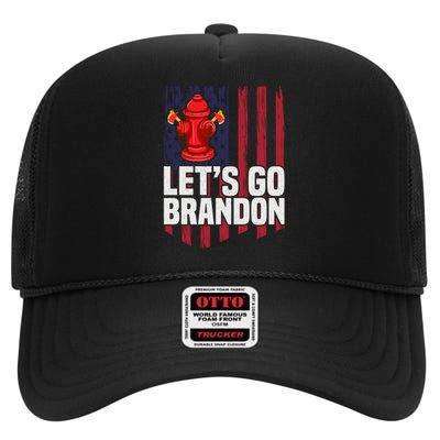 Lets Go Brandon Funny Anti Biden Us Flag High Crown Mesh Back Trucker Hat