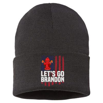 Lets Go Brandon Funny Anti Biden Us Flag Sustainable Knit Beanie