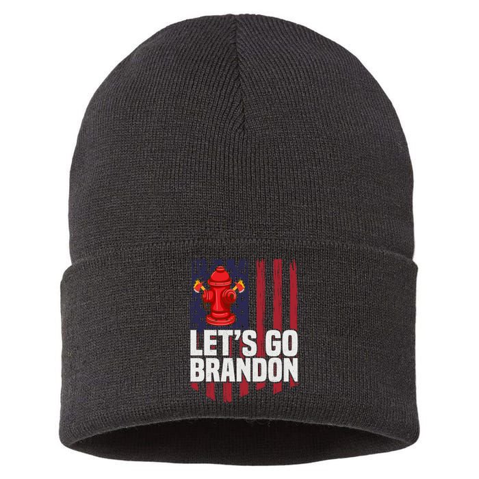 Lets Go Brandon Funny Anti Biden Us Flag Sustainable Knit Beanie