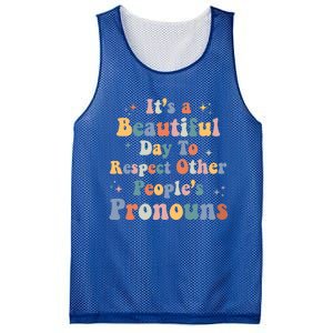 Lgbt Groovy Beautiful Day To Respect Other Peoples Pronouns Meaningful Gift Mesh Reversible Basketball Jersey Tank