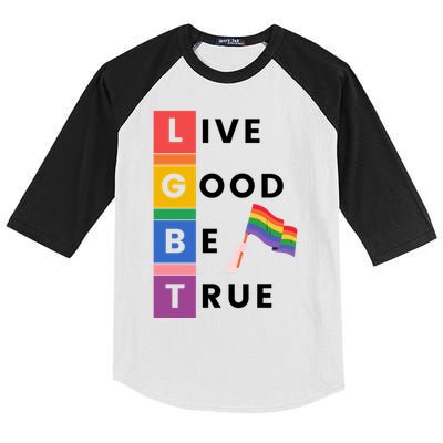 Live Good Be True Lgbt Pride Month Kids Colorblock Raglan Jersey