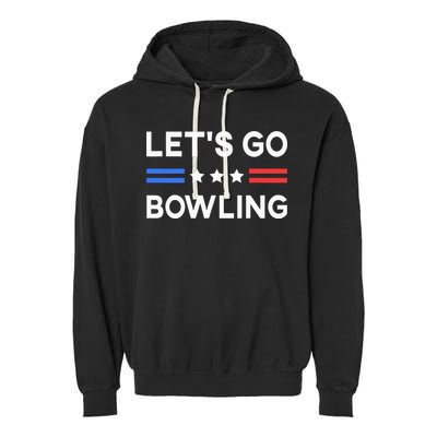 Lets Go Bowling Conservative US Flag Bowler Lucky Bowling Garment-Dyed Fleece Hoodie
