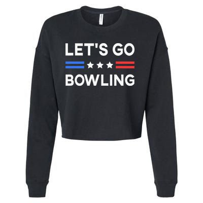 Lets Go Bowling Conservative US Flag Bowler Lucky Bowling Cropped Pullover Crew