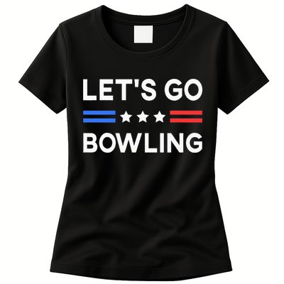Lets Go Bowling Conservative US Flag Bowler Lucky Bowling Womens T-Shirt