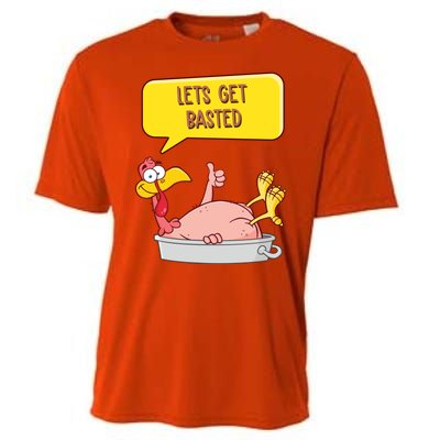 Lets Get Basted Funny Thanksgiving Turkey Cooling Performance Crew T-Shirt