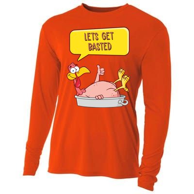 Lets Get Basted Funny Thanksgiving Turkey Cooling Performance Long Sleeve Crew