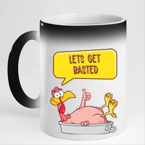 Lets Get Basted Funny Thanksgiving Turkey 11oz Black Color Changing Mug