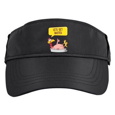 Lets Get Basted Funny Thanksgiving Turkey Adult Drive Performance Visor