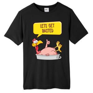 Lets Get Basted Funny Thanksgiving Turkey Tall Fusion ChromaSoft Performance T-Shirt