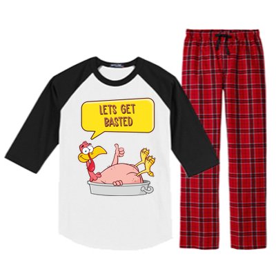 Lets Get Basted Funny Thanksgiving Turkey Raglan Sleeve Pajama Set