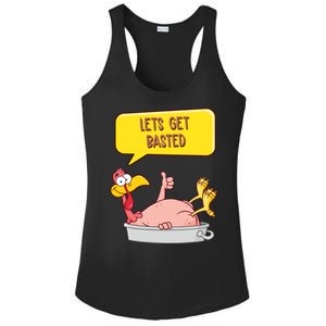 Lets Get Basted Funny Thanksgiving Turkey Ladies PosiCharge Competitor Racerback Tank