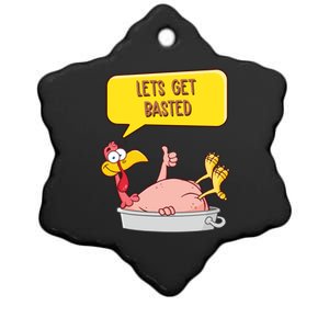 Lets Get Basted Funny Thanksgiving Turkey Ceramic Star Ornament