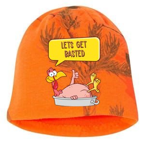 Lets Get Basted Funny Thanksgiving Turkey Kati - Camo Knit Beanie