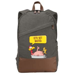 Lets Get Basted Funny Thanksgiving Turkey Cotton Canvas Backpack