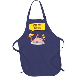 Lets Get Basted Funny Thanksgiving Turkey Full-Length Apron With Pockets