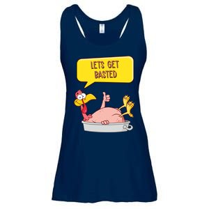 Lets Get Basted Funny Thanksgiving Turkey Ladies Essential Flowy Tank