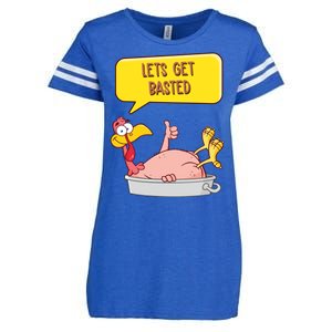 Lets Get Basted Funny Thanksgiving Turkey Enza Ladies Jersey Football T-Shirt