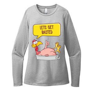 Lets Get Basted Funny Thanksgiving Turkey Womens CVC Long Sleeve Shirt