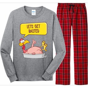 Lets Get Basted Funny Thanksgiving Turkey Long Sleeve Pajama Set