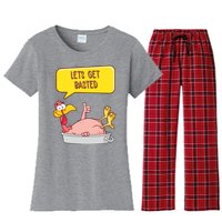 Lets Get Basted Funny Thanksgiving Turkey Women's Flannel Pajama Set